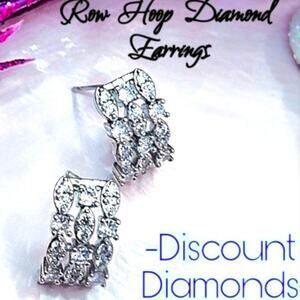 Clear White Baguette Diamond Earrings on 925 Sterling Silver